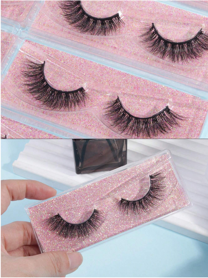 10 Pairs Of Natural Cross False Eyelashes With Box, Handmade Long, Thick And Curly Eyelashes, Natural Artificial Mink Eyelashes